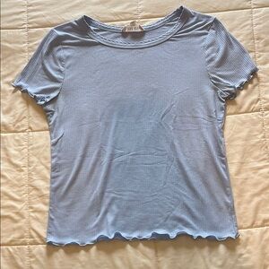 Pink Rose Blue Fitted Ribbed T-Shirt